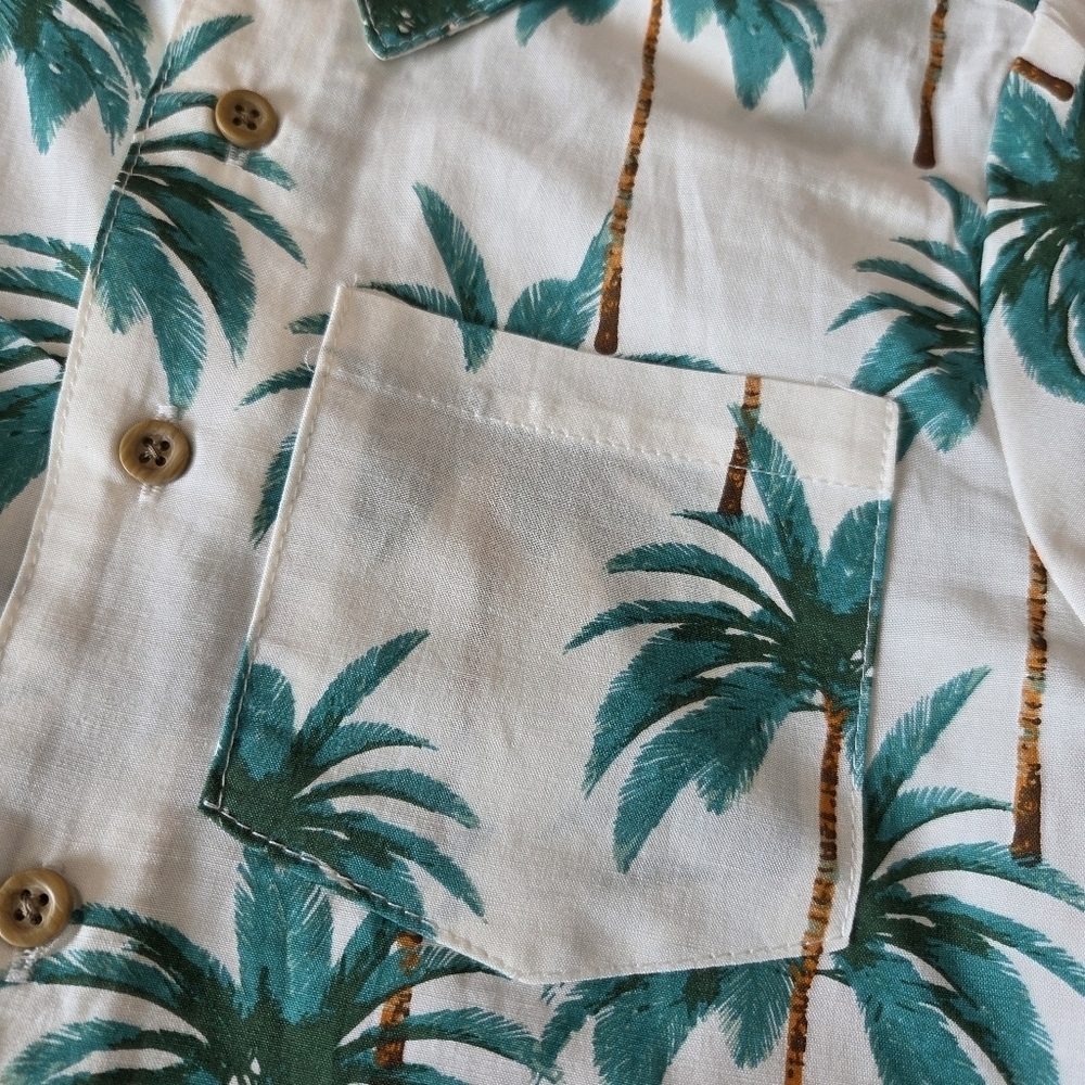 Palm Tree Print Shirt & Shorts Set NWT Vacation Beach Travel Size 4T Kids Boys - Picture 5 of 12